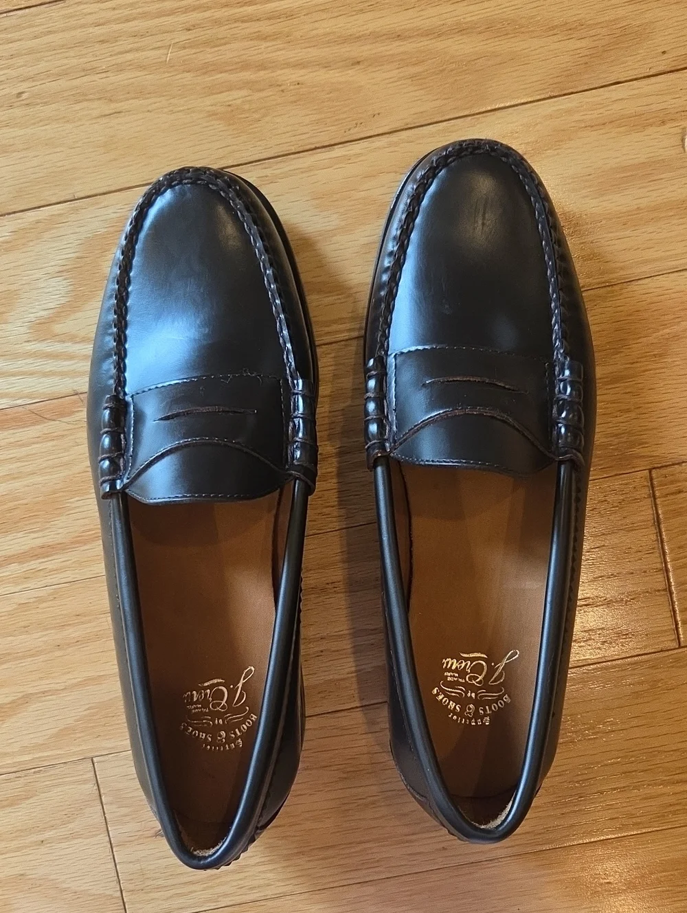 J. Crew Camden Classic Leather Penny Loafers in Dark Brown With Rubber Soles